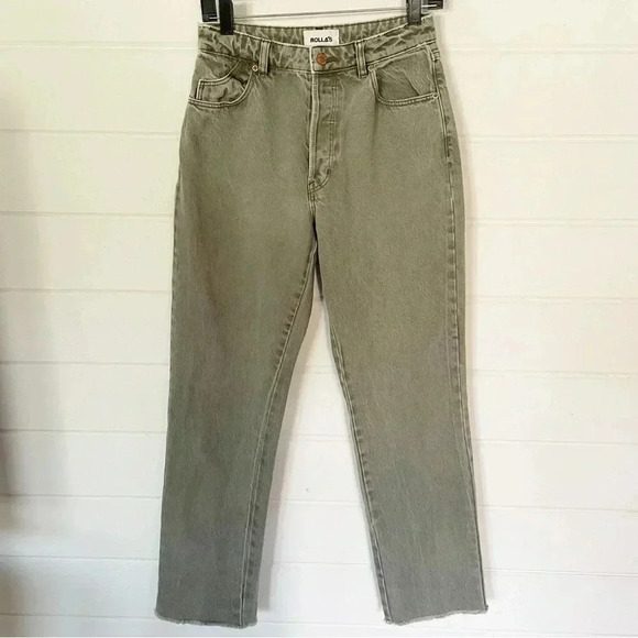 Rolla’s Classic Straight High Rise Raw Hem Women’s Gray Jeans Size 26 (waist 28)